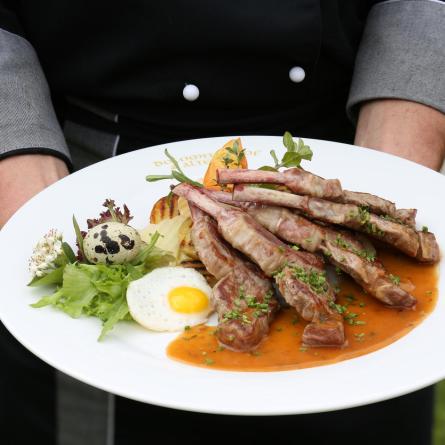 An entrée with meat