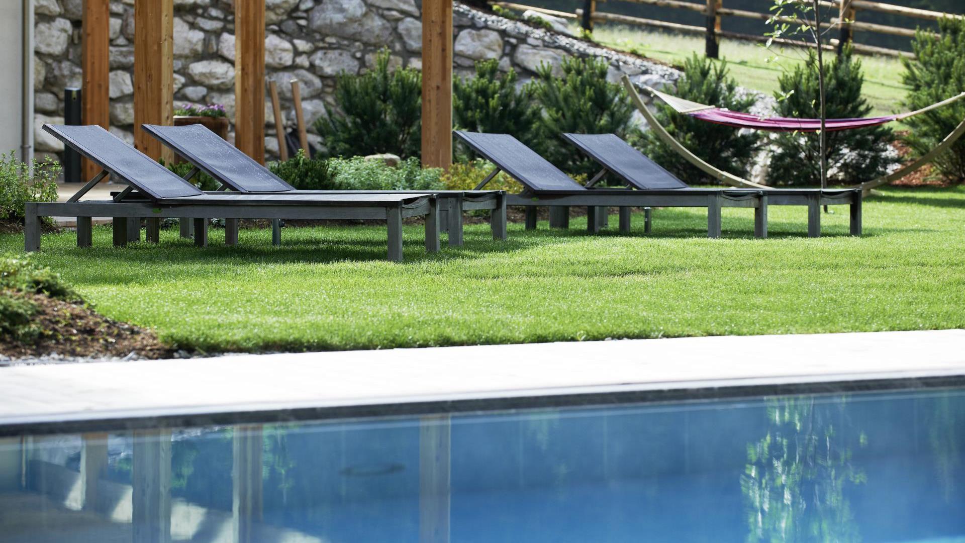 Loungers at the outdoor pool