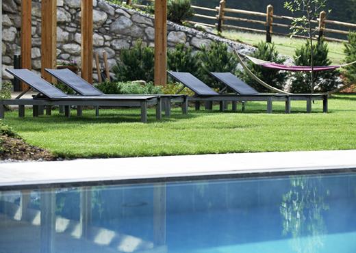 Loungers at the outdoor pool