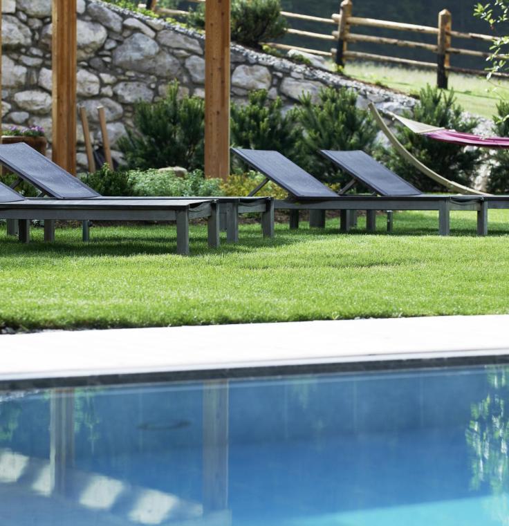 Loungers at the outdoor pool