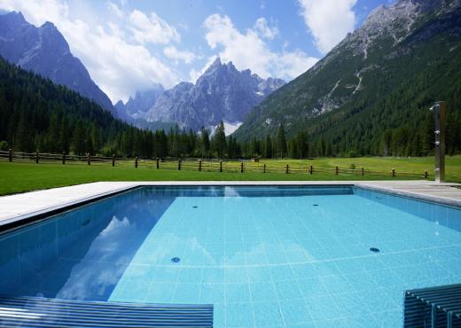 The outdoor pool in summer